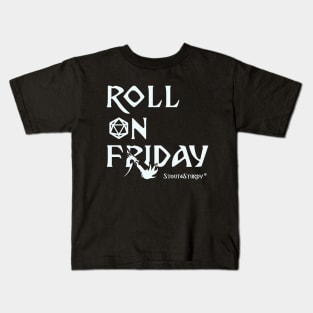 Roll on Friday [White text} Kids T-Shirt